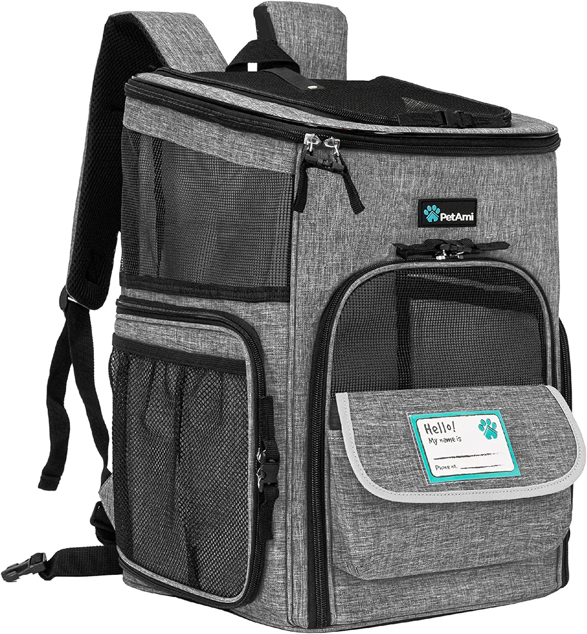 Dog Backpack Carrier, up to 18 Lbs, Heather Gray