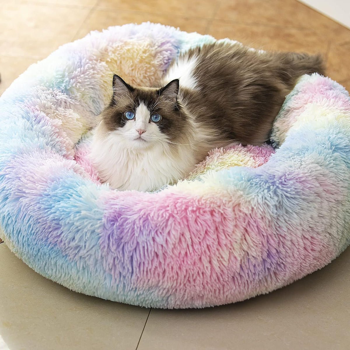 Anti Anxiety round Fluffy Plush (size 20", Rainbow)
