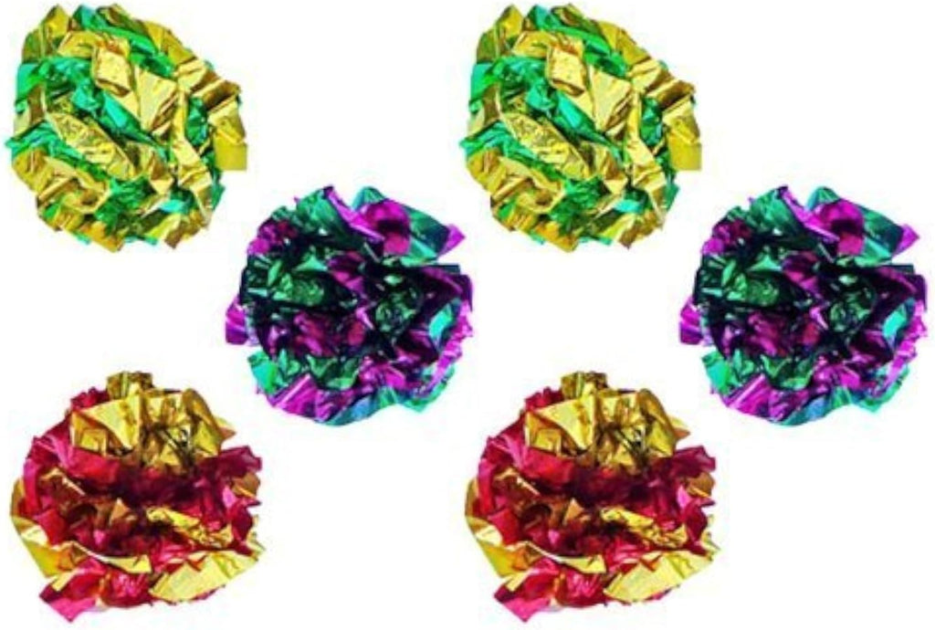 Mylar Crinkle Balls Cat Toys Interactive Soft and Right Size (6 Pack)