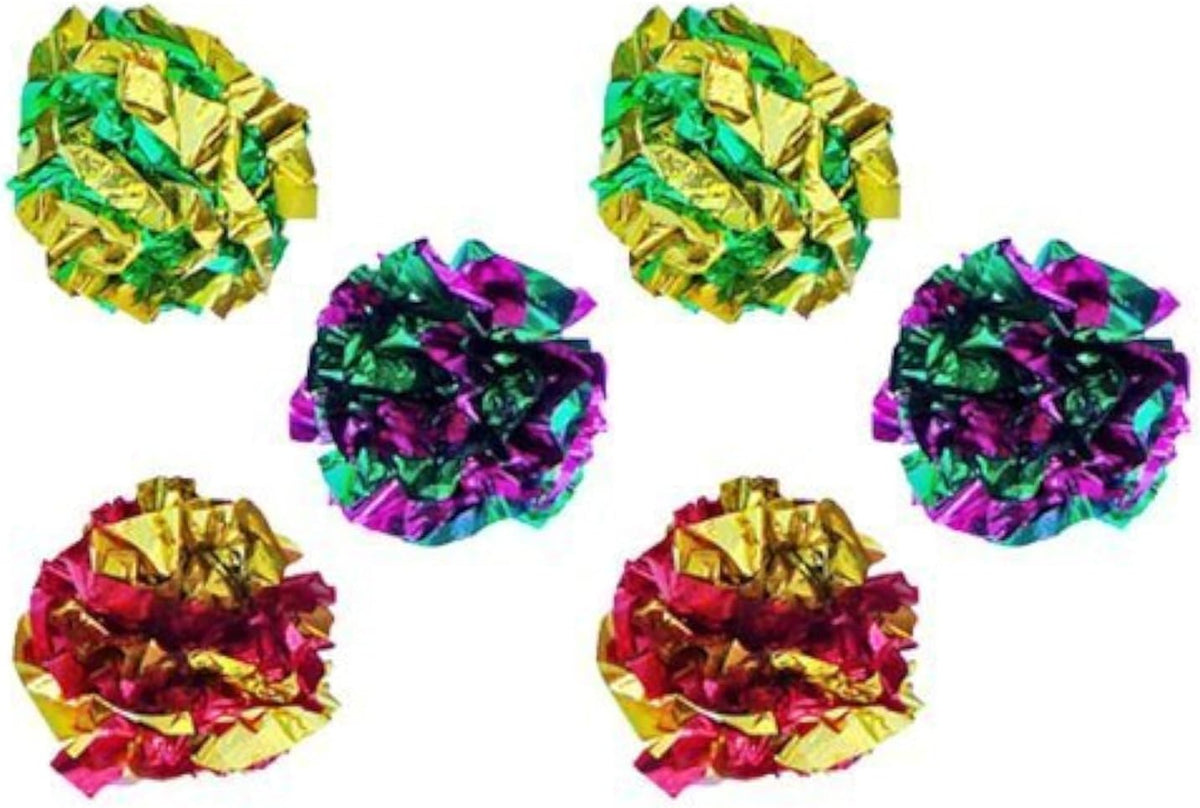 Mylar Crinkle Balls Cat Toys Interactive Soft and Right Size (6 Pack)