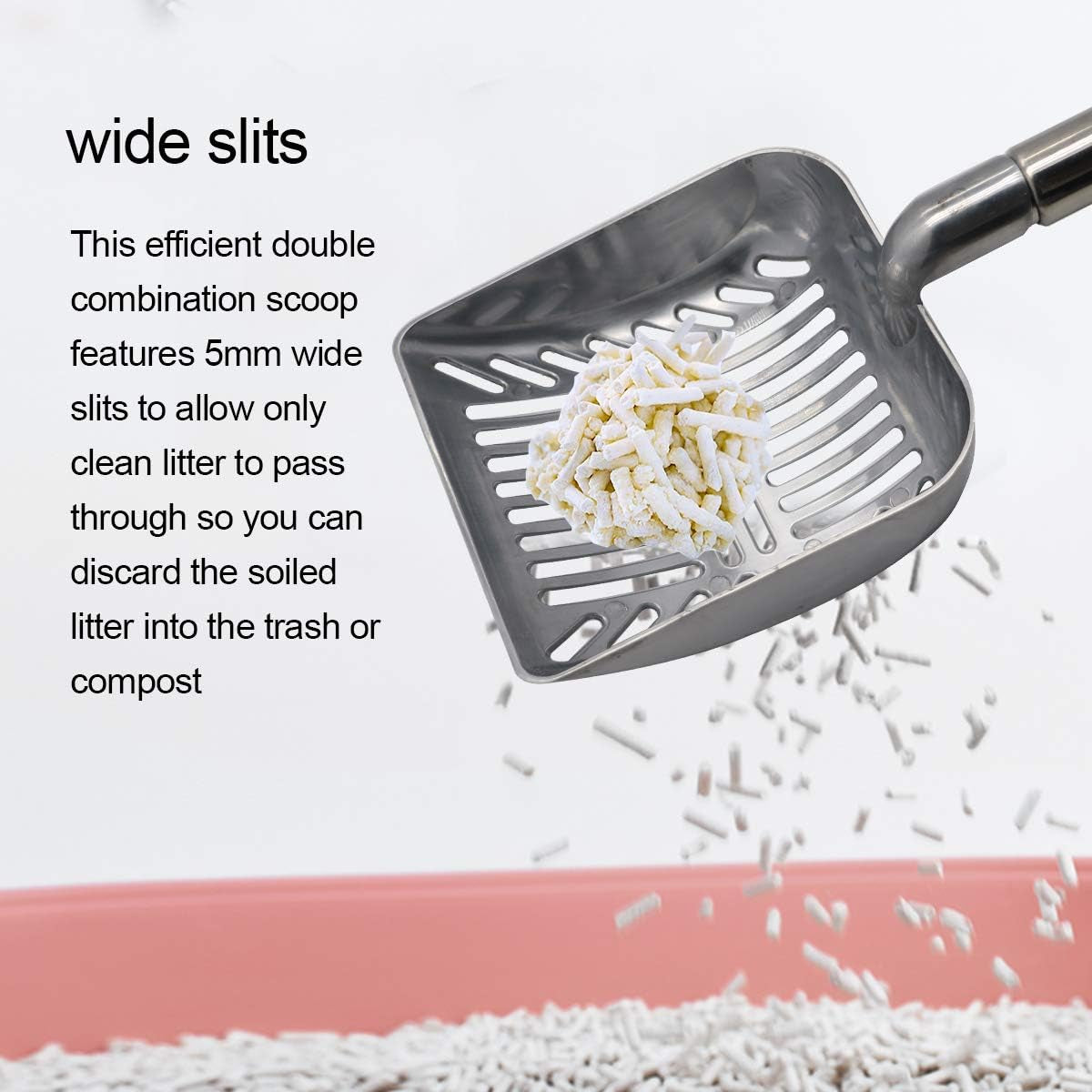 Stainless Steel Cat Litter Scoop 23 Inches Telescoping Perfect for Dogs and cats