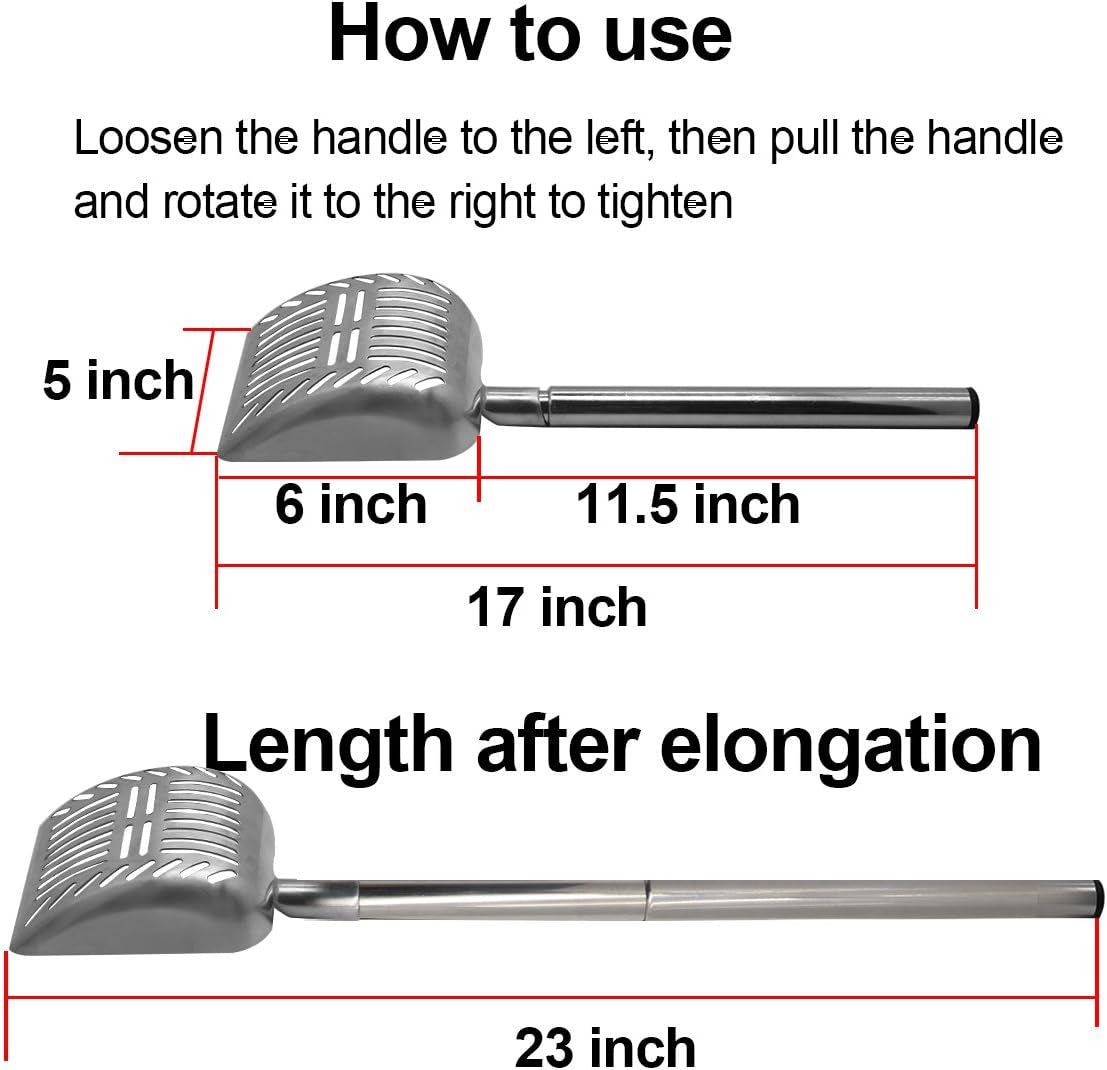 Stainless Steel Cat Litter Scoop 23 Inches Telescoping Perfect for Dogs and cats
