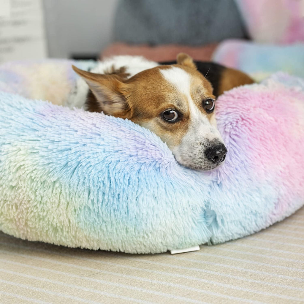 Anti Anxiety round Fluffy Plush (size 20", Rainbow)